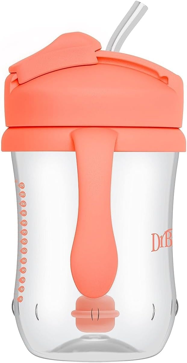 image:imageDr Browns Milestones Babys First Straw Cup Training Cup with Weighted Straw 9oz270mL Dark BlueVintage Yellow BPA Free 6m 2 PackCoral 1Pack