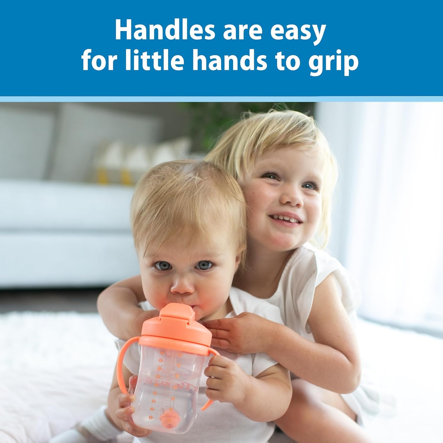 image:imageDr Browns Milestones Babys First Straw Cup Training Cup with Weighted Straw 9oz270mL Dark BlueVintage Yellow BPA Free 6m 2 PackCoral 1Pack