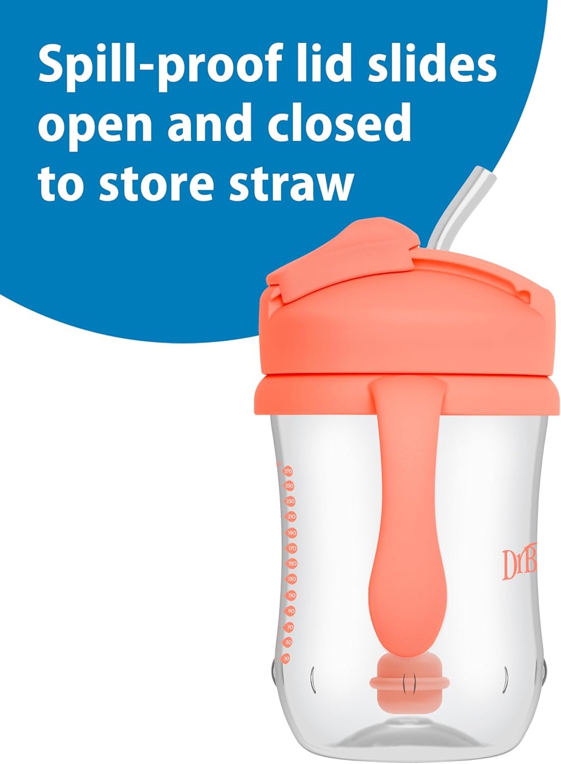 image:imageDr Browns Milestones Babys First Straw Cup Training Cup with Weighted Straw 9oz270mL Dark BlueVintage Yellow BPA Free 6m 2 PackCoral 1Pack