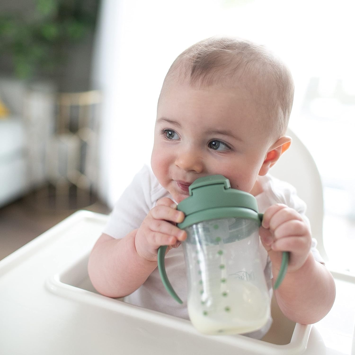 image:imageDr Browns Milestones Babys First Straw Cup Training Cup with Weighted Straw 9oz270mL Dark BlueVintage Yellow BPA Free 6m 2 PackOlive Green 1Pack