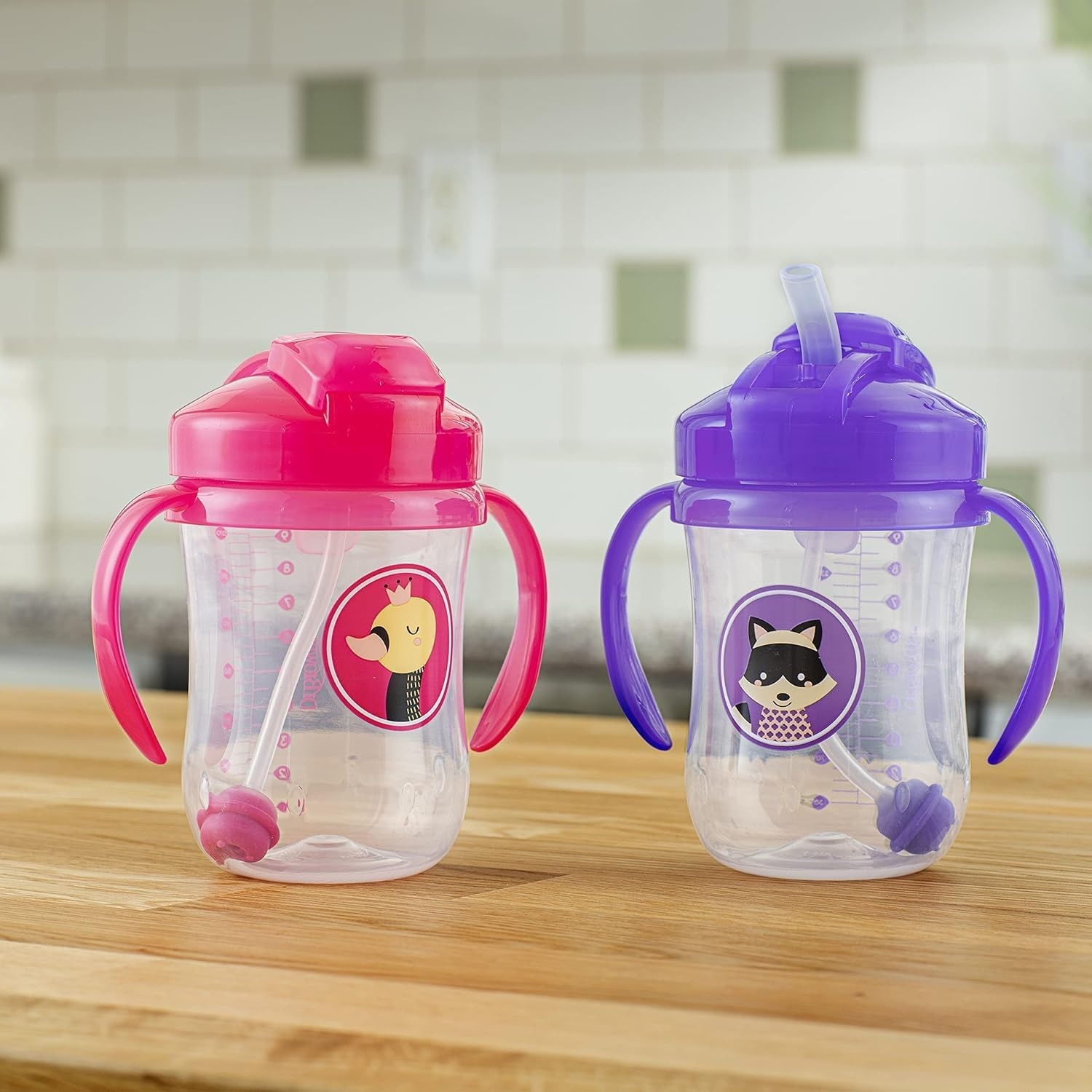image:imageDr Browns Milestones Babys First Straw Cup Training Cup with Weighted Straw 9oz270mL Dark BlueVintage Yellow BPA Free 6m 2 PackPink Purple 2Pack