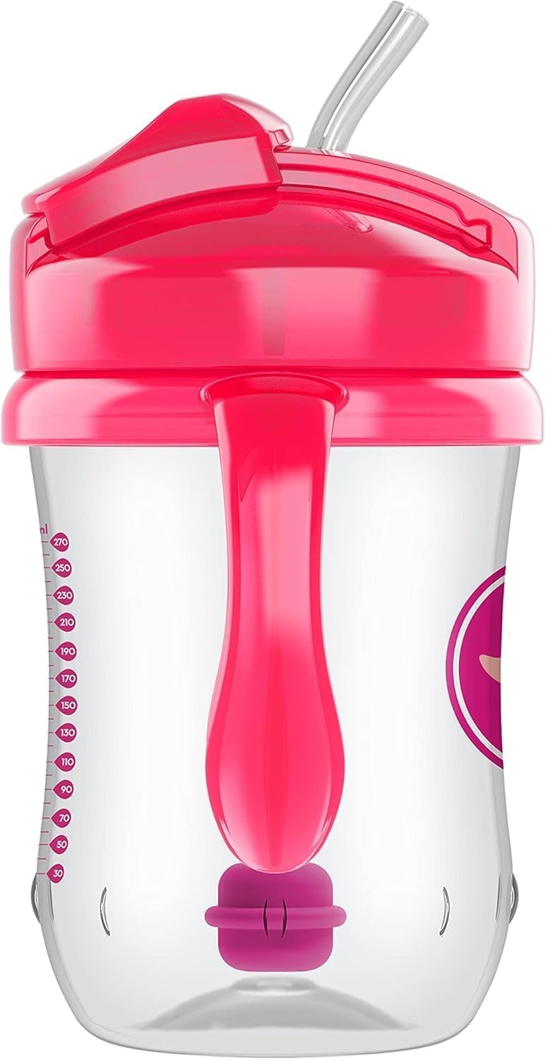 image:imageDr Browns Milestones Babys First Straw Cup Training Cup with Weighted Straw 9oz270mL Dark BlueVintage Yellow BPA Free 6m 2 PackPink Purple 2Pack