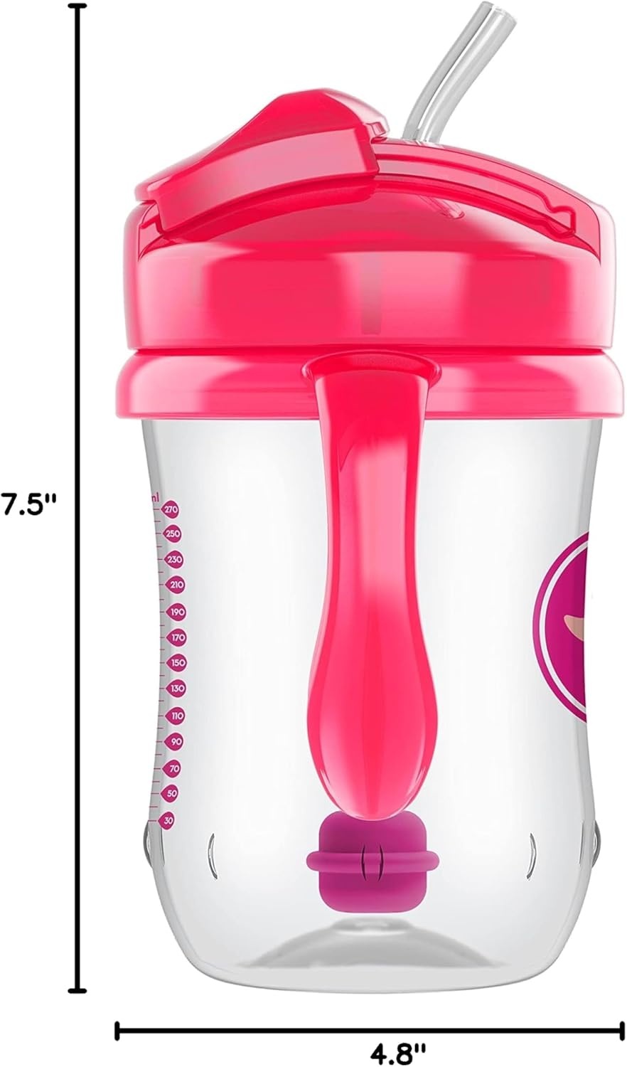 image:imageDr Browns Milestones Babys First Straw Cup Training Cup with Weighted Straw 9oz270mL Dark BlueVintage Yellow BPA Free 6m 2 PackPink Purple 2Pack