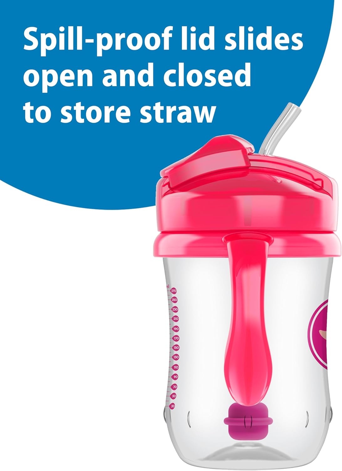 image:imageDr Browns Milestones Babys First Straw Cup Training Cup with Weighted Straw 9oz270mL Dark BlueVintage Yellow BPA Free 6m 2 PackPink Purple 2Pack