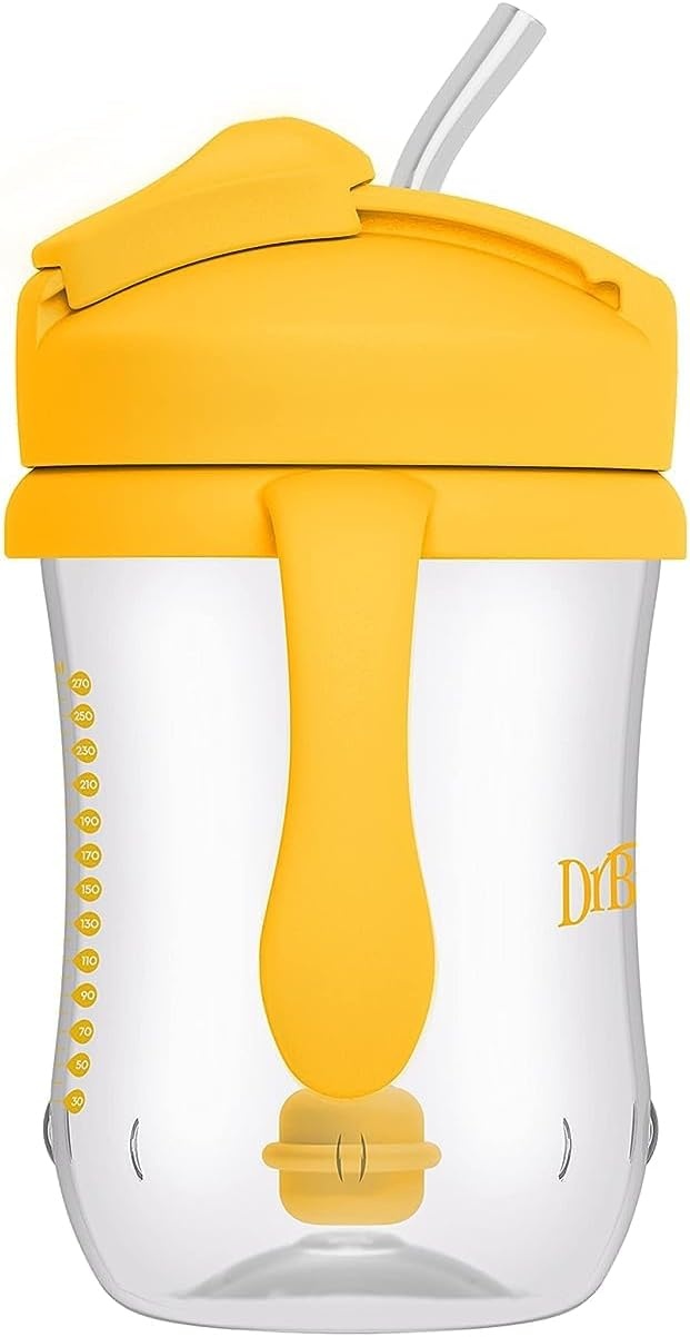 image:imageDr Browns Milestones Babys First Straw Cup Training Cup with Weighted Straw 9oz270mL Dark BlueVintage Yellow BPA Free 6m 2 PackVintage Yellow 1Pack