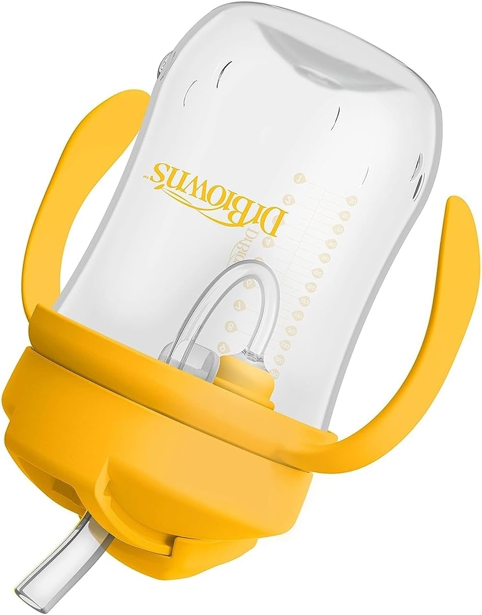 image:imageDr Browns Milestones Babys First Straw Cup Training Cup with Weighted Straw 9oz270mL Dark BlueVintage Yellow BPA Free 6m 2 PackVintage Yellow 1Pack