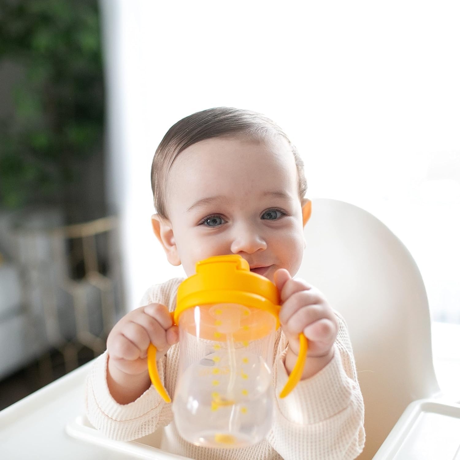 image:imageDr Browns Milestones Babys First Straw Cup Training Cup with Weighted Straw 9oz270mL Dark BlueVintage Yellow BPA Free 6m 2 PackVintage Yellow 1Pack