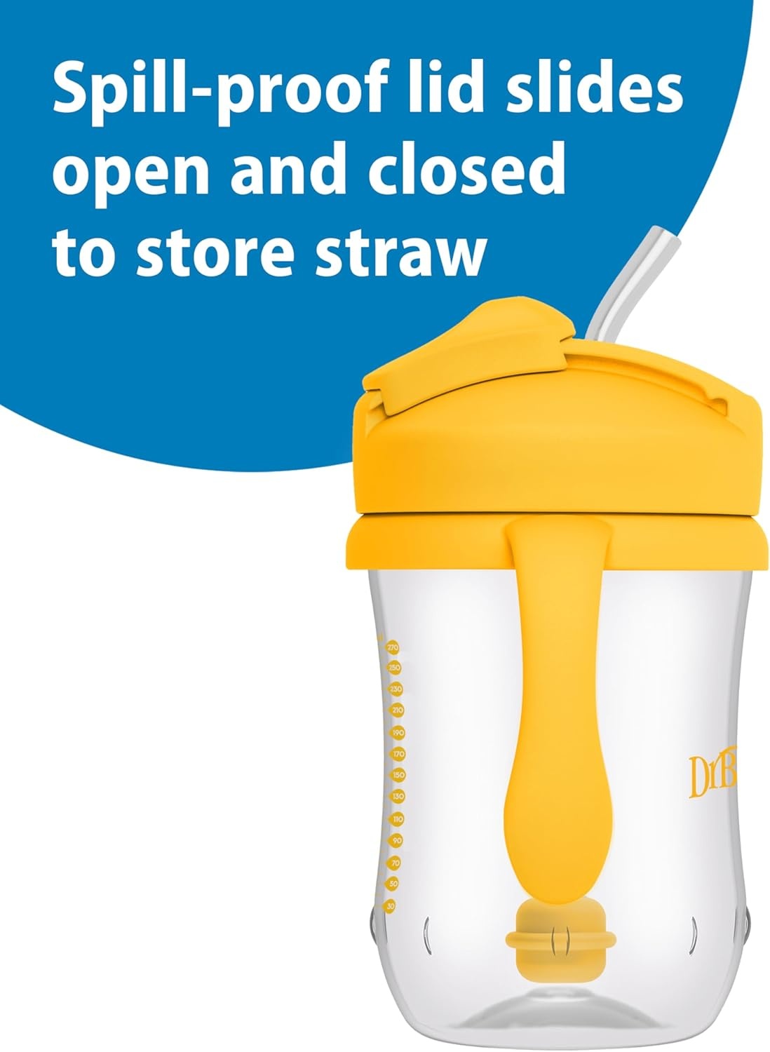 image:imageDr Browns Milestones Babys First Straw Cup Training Cup with Weighted Straw 9oz270mL Dark BlueVintage Yellow BPA Free 6m 2 PackVintage Yellow 1Pack