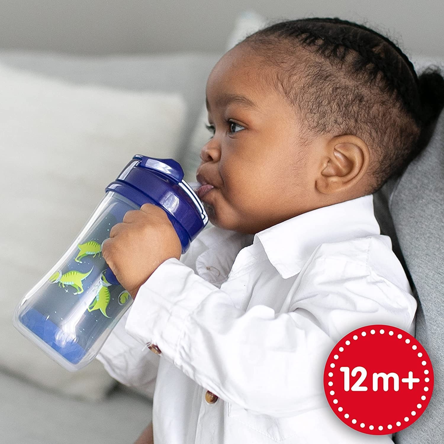 image:imageDr Browns Milestones Insulated Sippy Cup with Straw and Handles SpillProof Tumbler with Lid 2Pack Blue 10 oz300 mL BPA Free 12m2 Pack