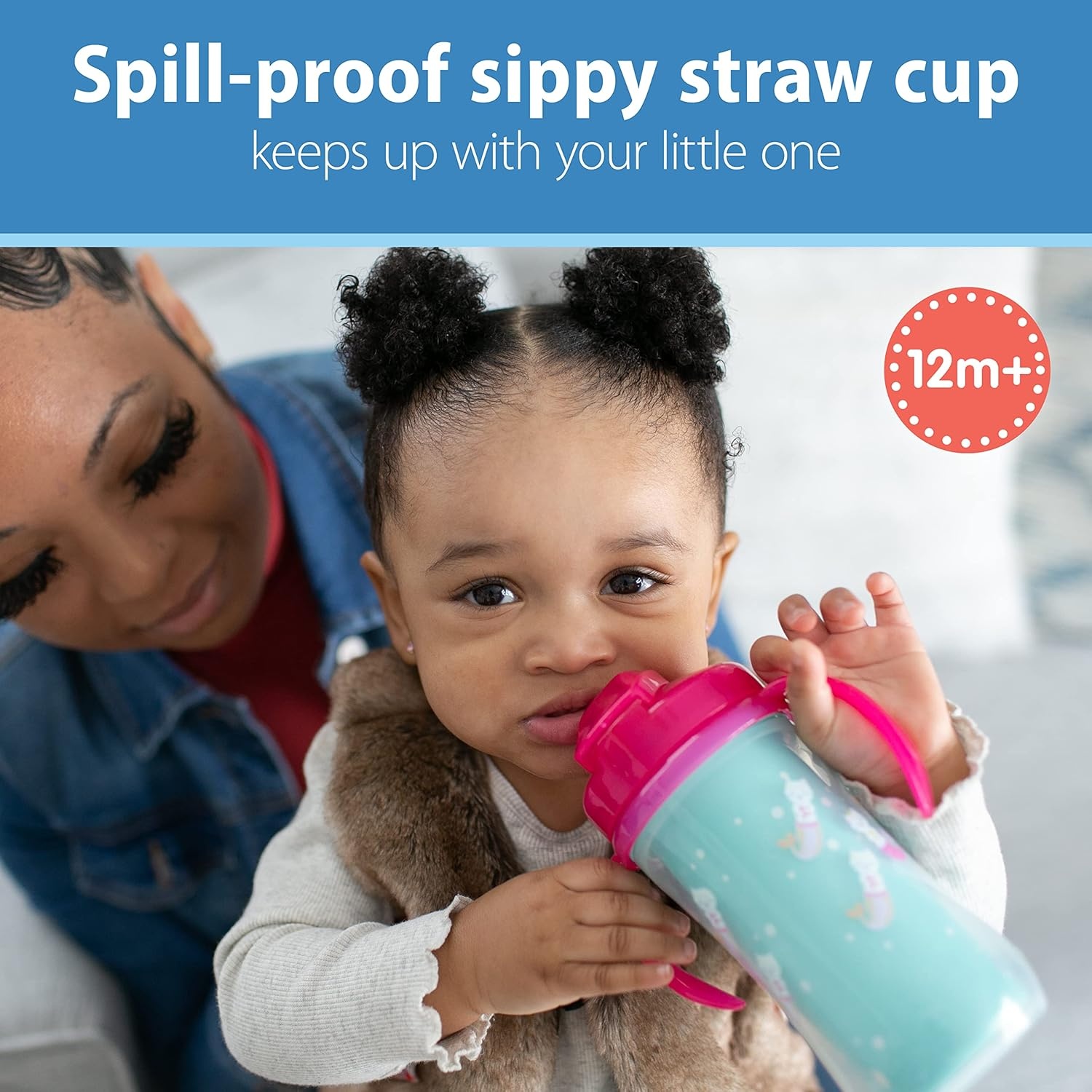 image:imageDr Browns Milestones Insulated Sippy Cup with Straw and Handles SpillProof Tumbler with Lid 2Pack Pink 10 oz300 mL BPA Free 12m