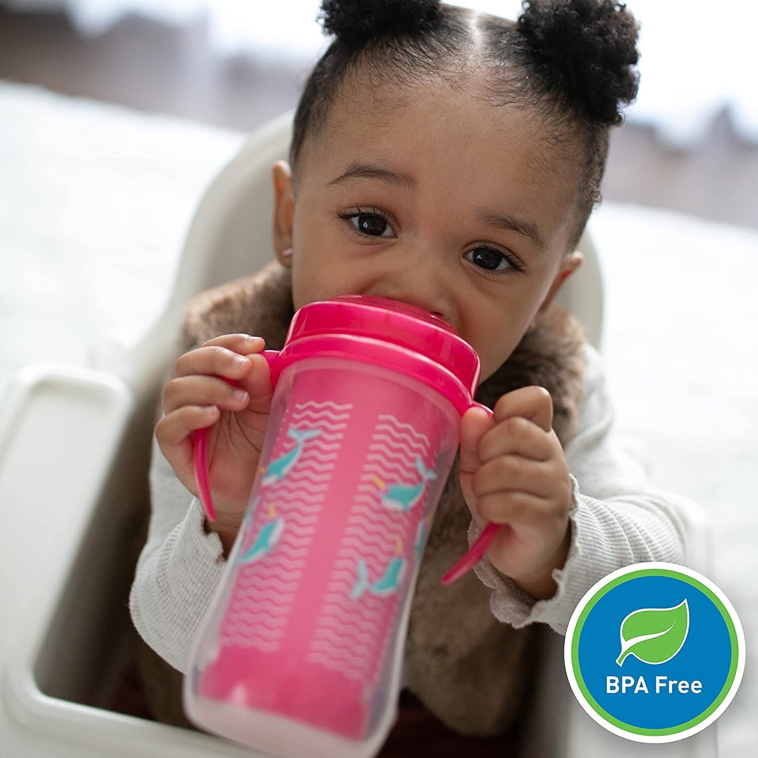 image:imageDr Browns Milestones Insulated Sippy Cup with Straw and Handles SpillProof Tumbler with Lid 2Pack Pink 10 oz300 mL BPA Free 12m