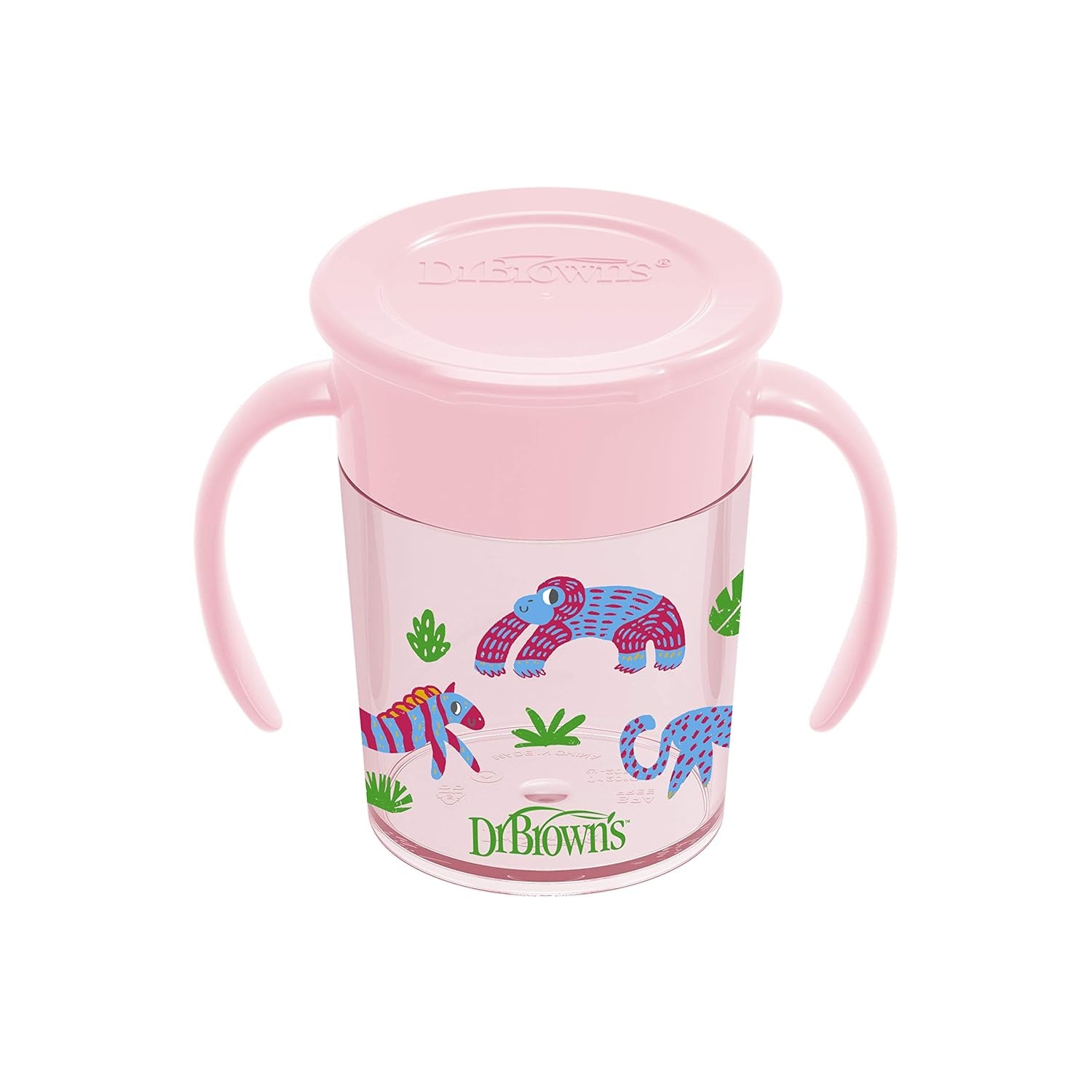 image:imageDr Browns Transition Sippy Cup with Soft Spout Pink 6oz 6m amp Milestones Cheers 360 Cup Spoutless Transition Cup with Handles for Easy Grip and LeakFree Learning Pink Safari 7 oz200 mL
