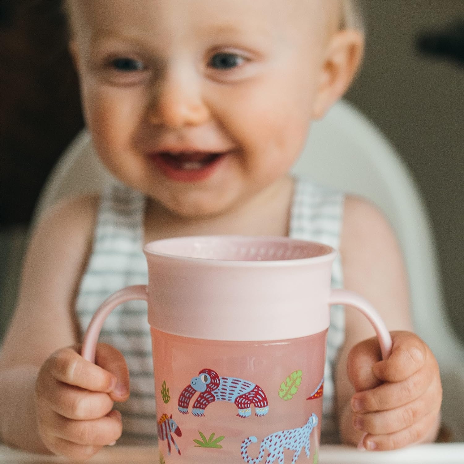 image:imageDr Browns Transition Sippy Cup with Soft Spout Pink 6oz 6m amp Milestones Cheers 360 Cup Spoutless Transition Cup with Handles for Easy Grip and LeakFree Learning Pink Safari 7 oz200 mL