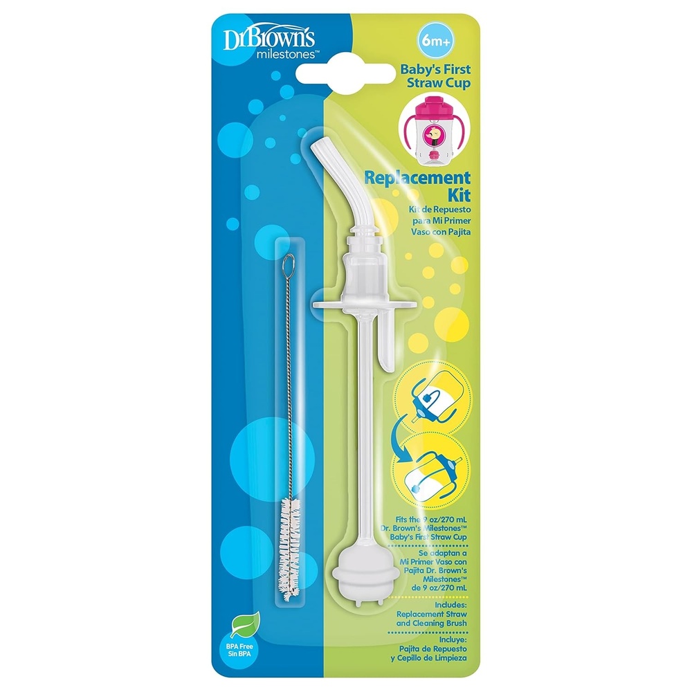 image:imageDr Browns Babys First Straw Cup Straw Replacement Kit with One Straw and One Cleaning Brush BPA Free1 Count Pack of 1