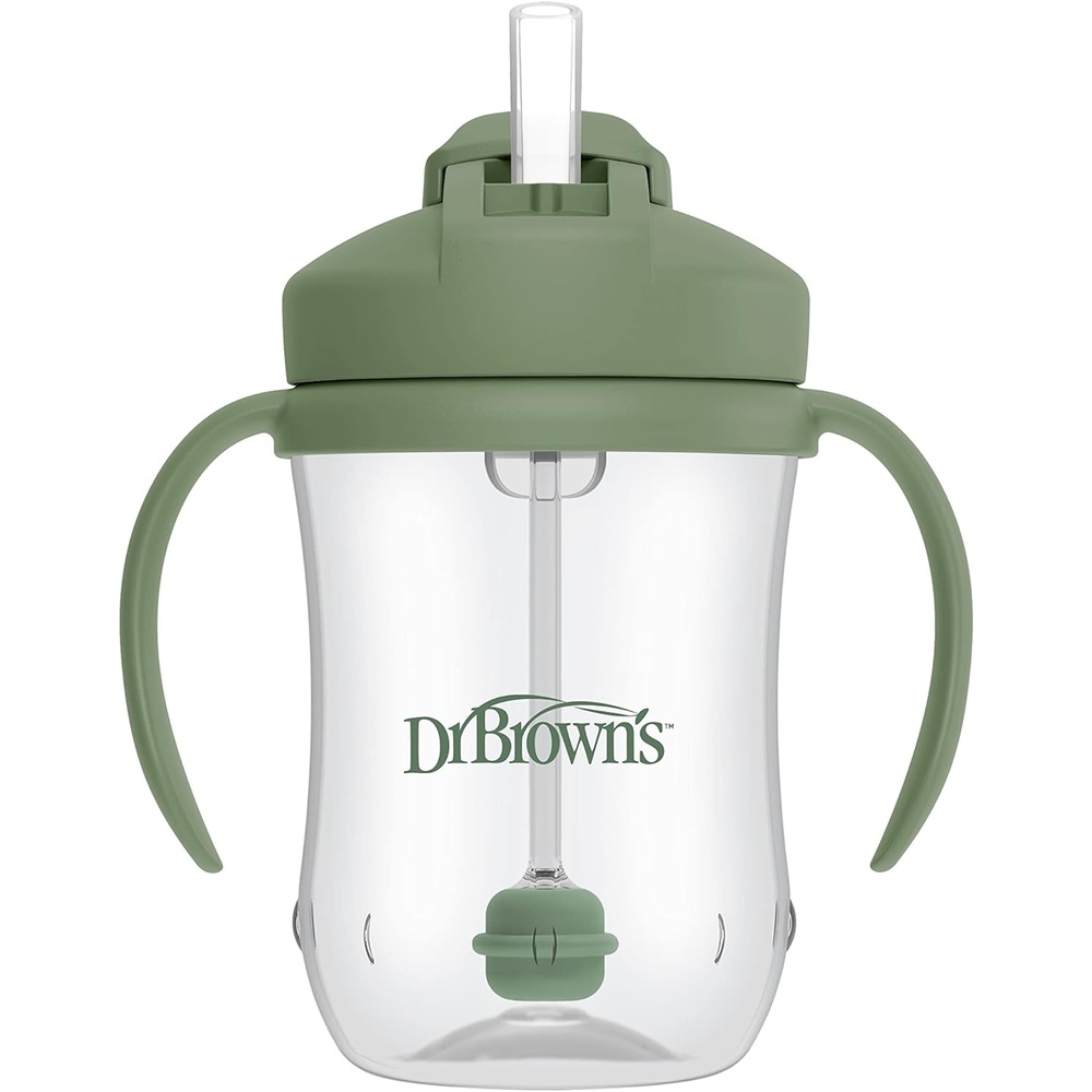 image:imageDr Browns Milestones Babys First Straw Cup Training Cup with Weighted Straw 9oz270mL Dark BlueVintage Yellow BPA Free 6m 2 PackOlive Green 1Pack