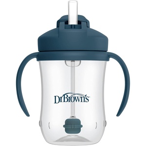 image:imageDr Browns Milestones Babys First Straw Cup Training Cup with Weighted Straw 9oz270mL Dark BlueVintage Yellow BPA Free 6m 2 PackDark Blue  1Pack
