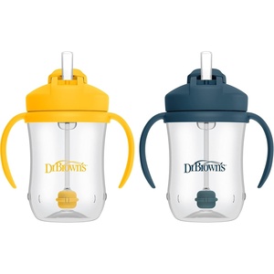 image:imageDr Browns Milestones Babys First Straw Cup Training Cup with Weighted Straw 9oz270mL Dark BlueVintage Yellow BPA Free 6m 2 PackDark Blue  Vintage Yellow  2Pack