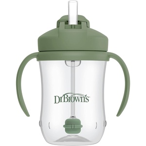 image:imageDr Browns Milestones Babys First Straw Cup Training Cup with Weighted Straw 9oz270mL Dark BlueVintage Yellow BPA Free 6m 2 PackOlive Green  1Pack