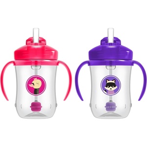 image:imageDr Browns Milestones Babys First Straw Cup Training Cup with Weighted Straw 9oz270mL Dark BlueVintage Yellow BPA Free 6m 2 PackPink  Purple  2Pack