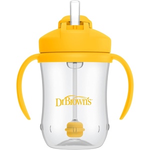 image:imageDr Browns Milestones Babys First Straw Cup Training Cup with Weighted Straw 9oz270mL Dark BlueVintage Yellow BPA Free 6m 2 PackVintage Yellow  1Pack