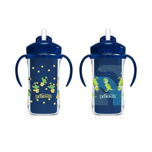 image:imageDr Browns Milestones Insulated Sippy Cup with Straw and Handles SpillProof Tumbler with Lid 2Pack Blue 10 oz300 mL BPA Free 12m2 Pack
