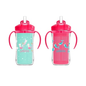 image:imageDr Browns Milestones Insulated Sippy Cup with Straw and Handles SpillProof Tumbler with Lid 2Pack Pink 10 oz300 mL BPA Free 12m