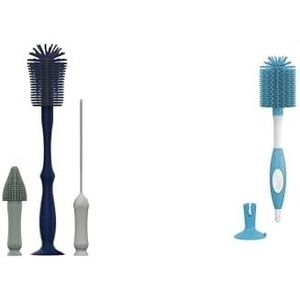 image:imageDr Browns Silicone Cleaning Brush Set with Bottle Spout and Straw Brush 3 Brushes to Clean Baby Bottles Spouts Nipples and Straws BPA Free  3PackSilicone Brush Set  Soft Touch  Blue