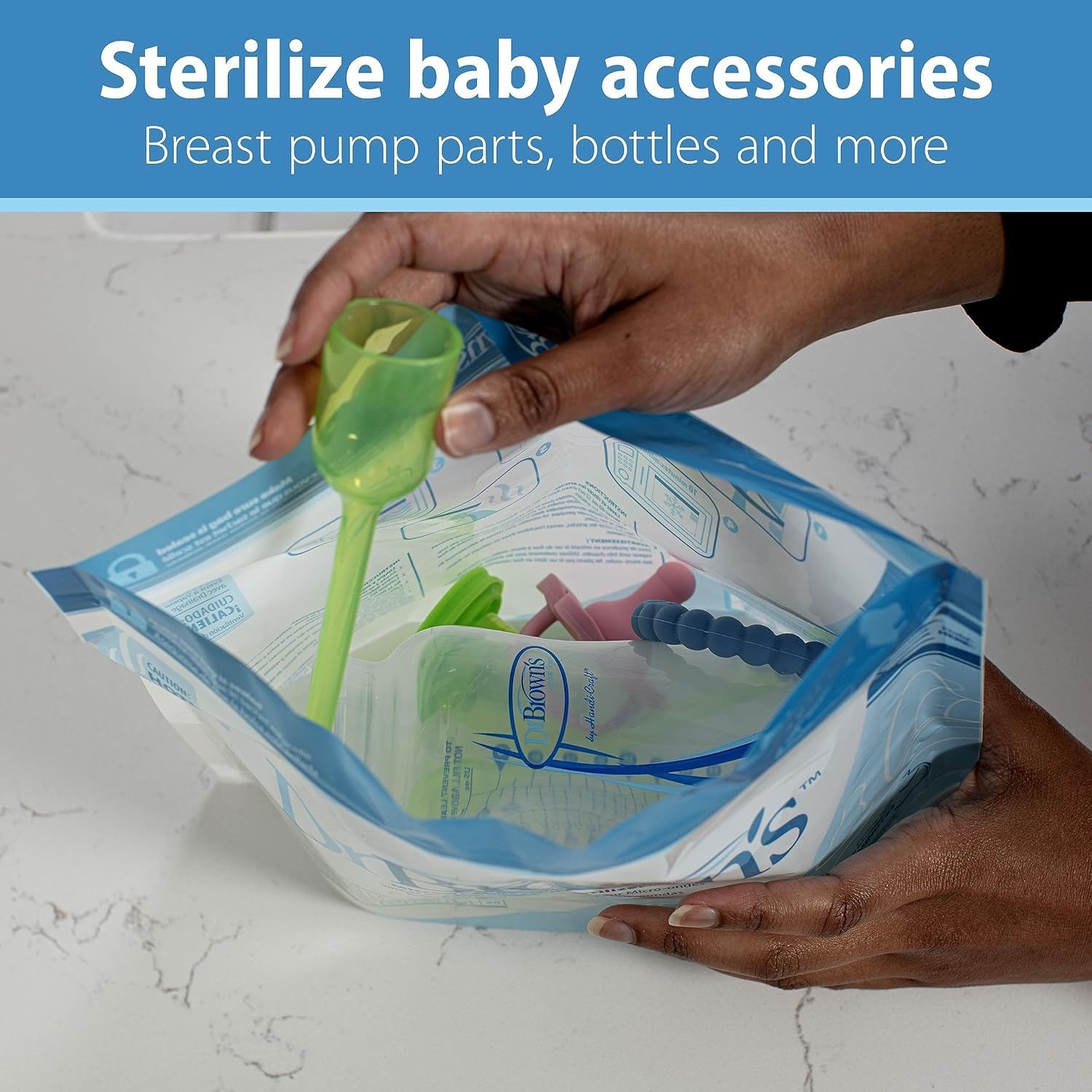 image:imageDr Browns Microwave Steam Sterilizer Bags for Baby Bottles Pacifiers Pump Parts and Accessories 5Pack Dr Browns Natural Flow Level 2 WideNeck Baby Bottle Silicone Nipple 2 Count