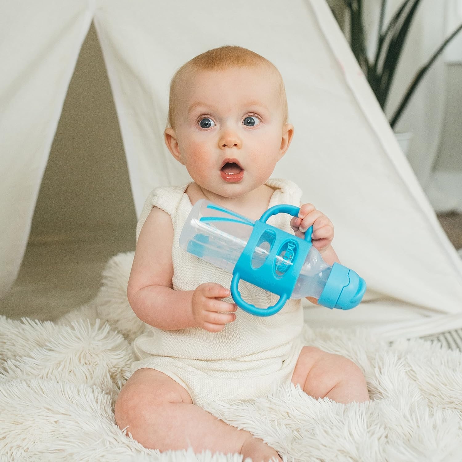 image:imageDr Browns Milestones Sippy Bottle 2Pack with Level 3 MediumFast Flow Nipple 6Pack for 6 Months Plus Babies2 Pack Green Gray