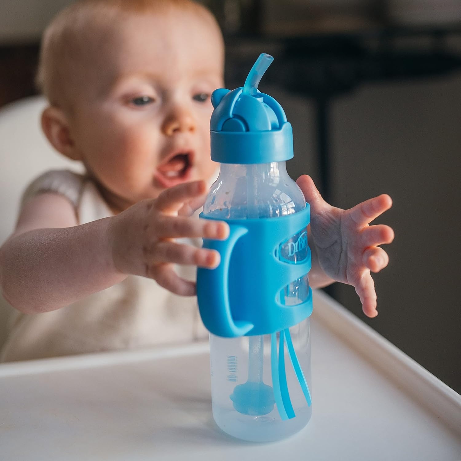 image:imageDr Browns Milestones Sippy Bottle 2Pack with Level 3 MediumFast Flow Nipple 6Pack for 6 Months Plus Babies2 Pack Green Gray
