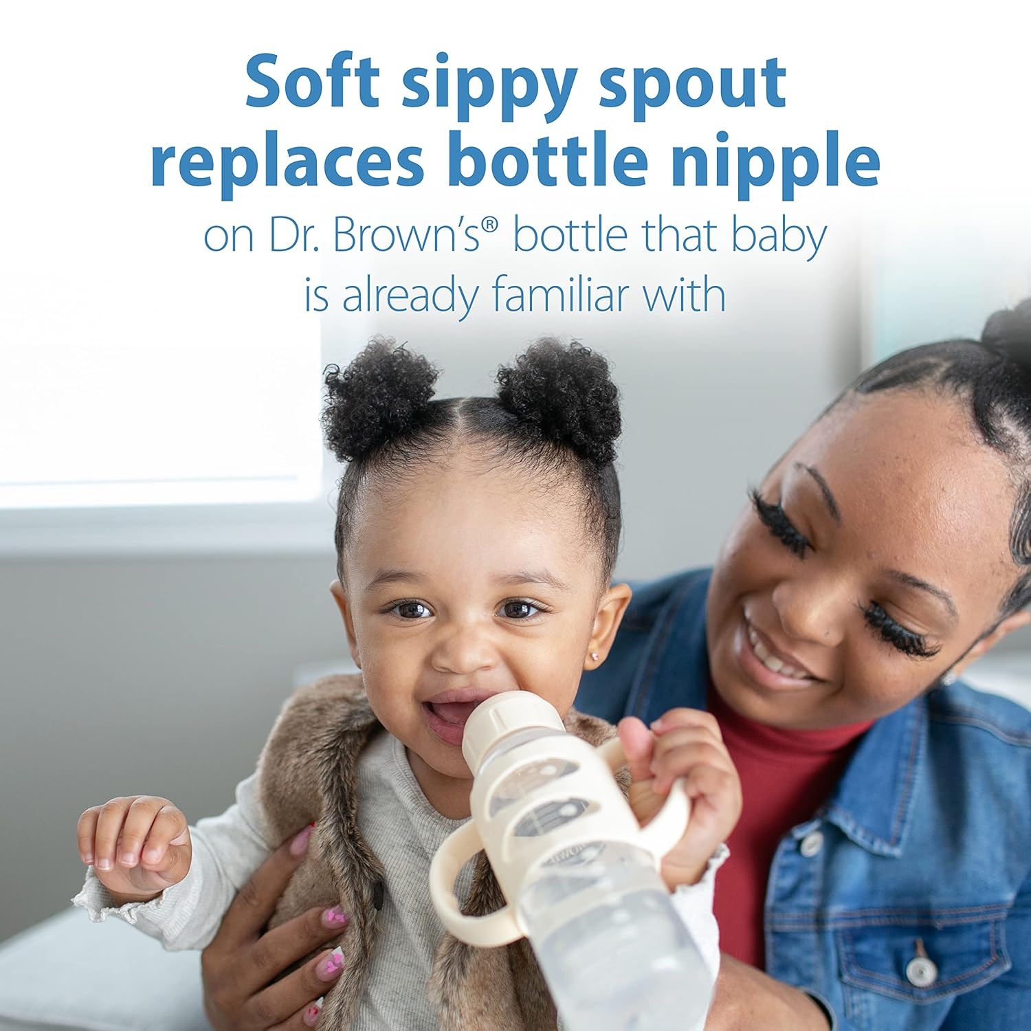 image:imageDr Browns Milestones Sippy Bottle 2Pack with Level 3 MediumFast Flow Nipple 6Pack for 6 Months Plus Babies2 Pack Light Pink Ecru