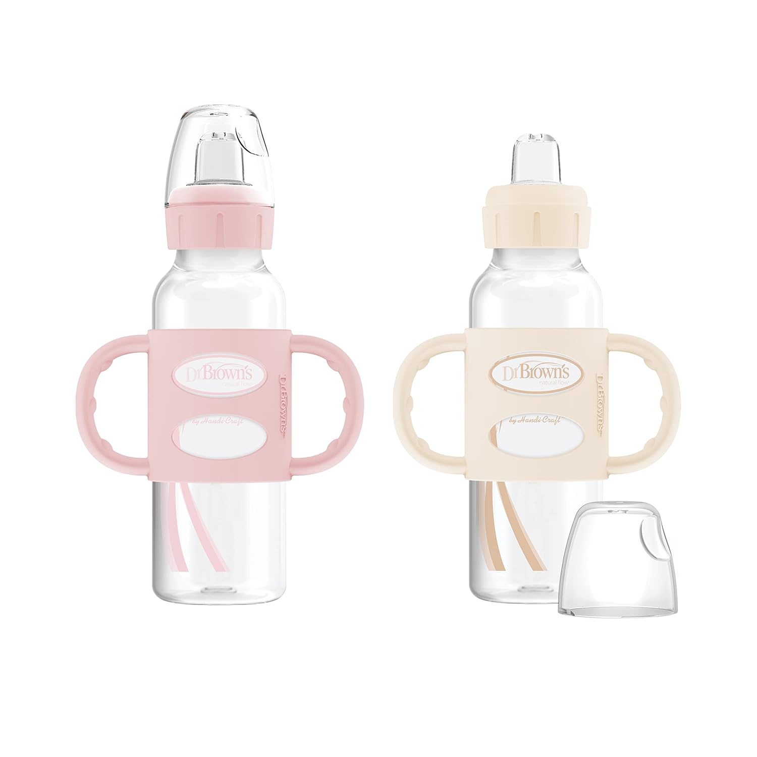 image:imageDr Browns Milestones Sippy Bottle 2Pack with Level 3 MediumFast Flow Nipple 6Pack for 6 Months Plus Babies4Pack Black and Ecru LightPink and Ecru