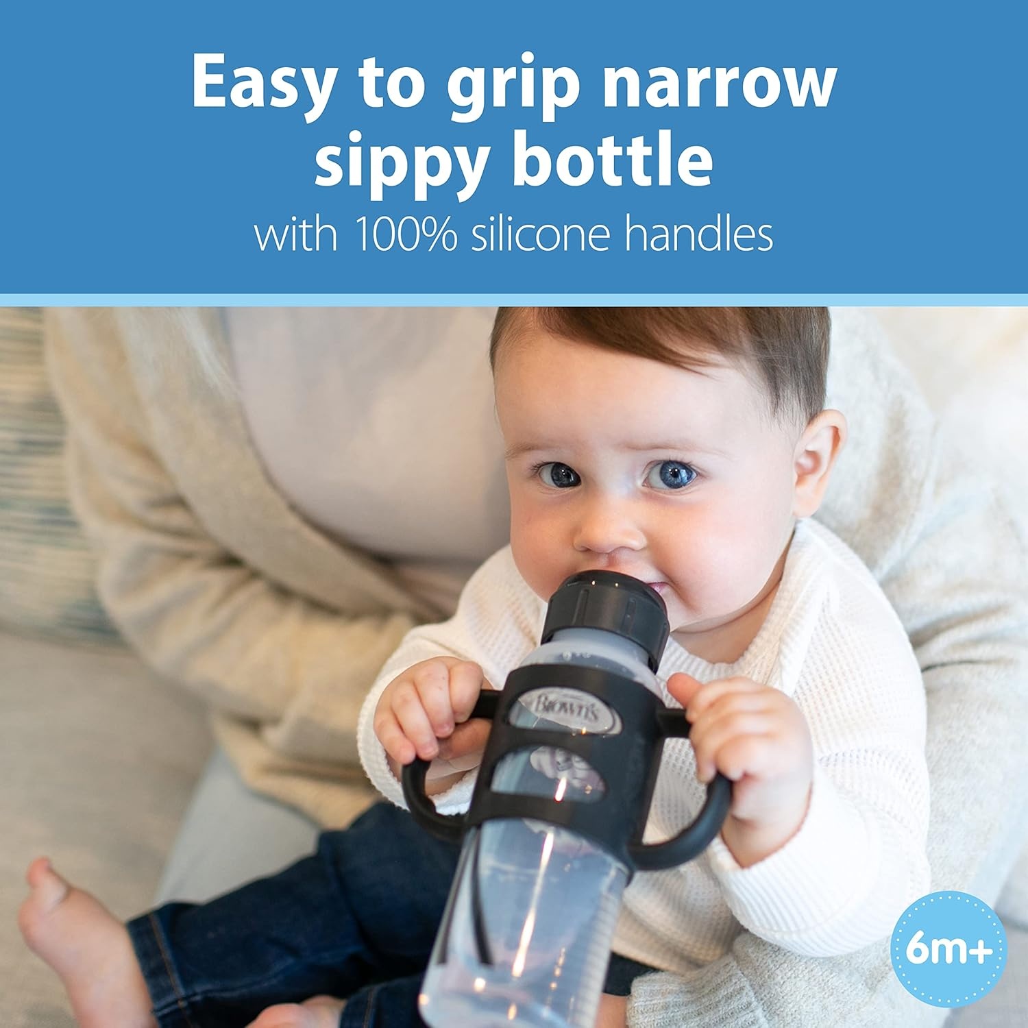image:imageDr Browns Milestones Sippy Bottle 2Pack with Level 3 MediumFast Flow Nipple 6Pack for 6 Months Plus Babies4Pack Black and Ecru LightPink and Ecru