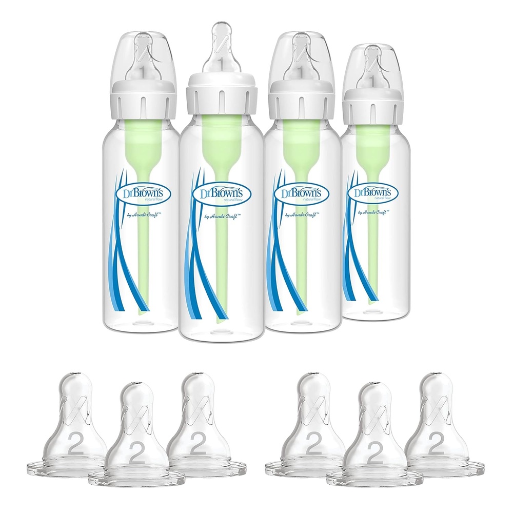 image:imageDr Browns Options AntiColic Baby Bottle 8oz 4 Pack and Dr Browns Original Nipple Level 2 3m 6 Count