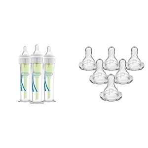 image:imageDr Browns Accufeed AntiColic Baby Bottle with Preemie Nipple  60cc  3pk amp Dr Browns Natural Flow Preemie Flow Narrow Baby Bottle Silicone Nipple Slowest Flow 0m