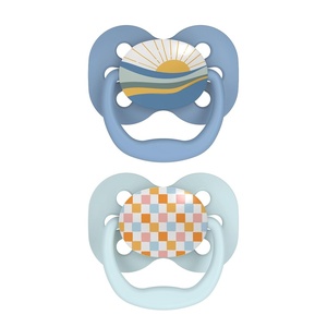 image:imageDr Browns Advantage Baby Pacifier Fully Symmetrical Soother with Soft Silicone Bulb Blue Sunrise 06m BPA Free 2 Pack