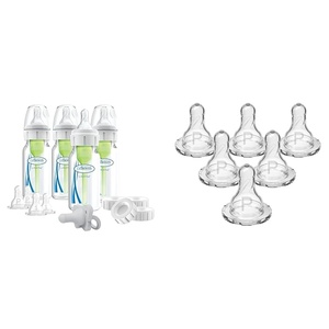 image:imageDr Browns AntiColic Breast to Bottle Feeding Set with Slow Flow Nipples amp Natural Flow Preemie Flow Narrow Baby Bottle Silicone Nipple