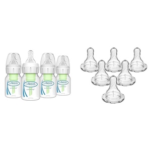 image:imageDr Browns AntiColic Preemie Baby Bottles 0m Slow Flow Nipples amp Level 1 Narrow Bottles Silicone Nipples