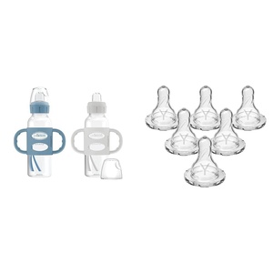 image:imageDr Browns Milestones Narrow Sippy Bottle with 100 Silicone Handles EasyGrip Bottle amp Natural Flow YCut Narrow Baby Bottle Silicone Nipple Ideal for Thicker Liquids 9m