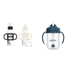 image:imageDr Browns Milestones Sippy Bottle 2Pack with Level 3 MediumFast Flow Nipple 6Pack for 6 Months Plus Babies2 Pack  Black  Ecru