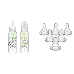 image:imageDr Browns Natural Flow AntiColic Options Narrow Baby Bottle Squirrel amp Goat 8 oz250 Ml amp Natural Flow Level 4 Narrow Baby Bottle Silicone Nipple Fast Flow 9m