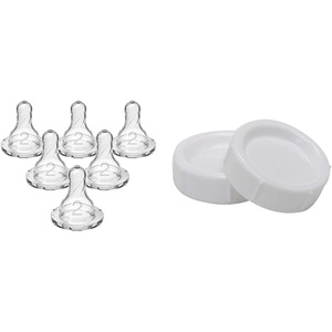 image:imageDr Browns Natural Flow Level 2 Medium Flow 100 Silicone Nipples AntiColic Baby Bottles Storage Caps for WideNeck Bottles 2 Pack