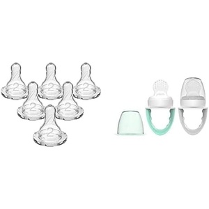 image:imageDr Browns Natural Flow Level 2 Narrow Baby Bottle Silicone Nipple Medium Flow 3m 100 amp Fresh First Feeder Mint Grey Count