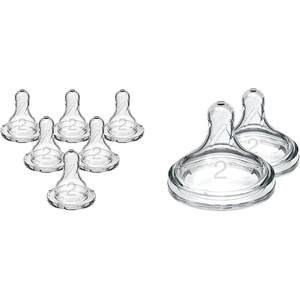 image:imageDr Browns Natural Flow Level 2 Narrow amp WideNeck Baby Bottles  Silicone Nipples 6 amp 2 Count 100 Silicone Medium Flow 3m