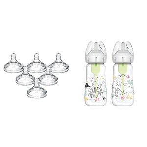 image:imageDr Browns Natural Flow Level 3 WideNeck Baby Bottle MediumFast Flow Silicone Nipple 6m amp AntiColic Options Designer Edition Bottles Ocean Decos
