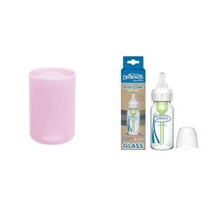image:imageDr Browns Natural Flow Options Glass Baby Bottles Silicone Sleeves AntiColic Narrow 4 oz Bottle Level 1 Slow Flow Nipple