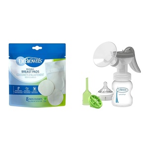 image:imageDr Browns Nursing Pads amp Manual Breast Pump Set  8 Count Washable Pads  SoftShape Pump with 5 oz Bottle and Level 1 Nipple