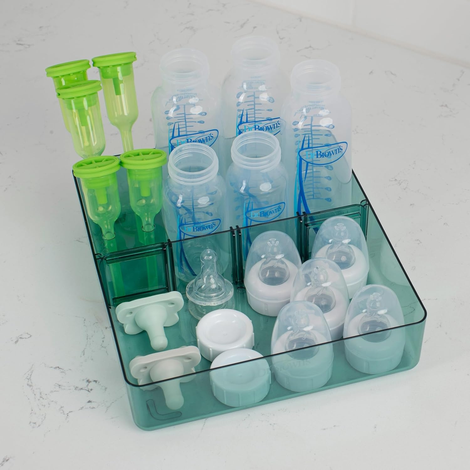 image:imageDr Browns Baby Bottle Storage Tray with Customizable Compartments Store and Organize Bottles Parts and Accessories BPAFree