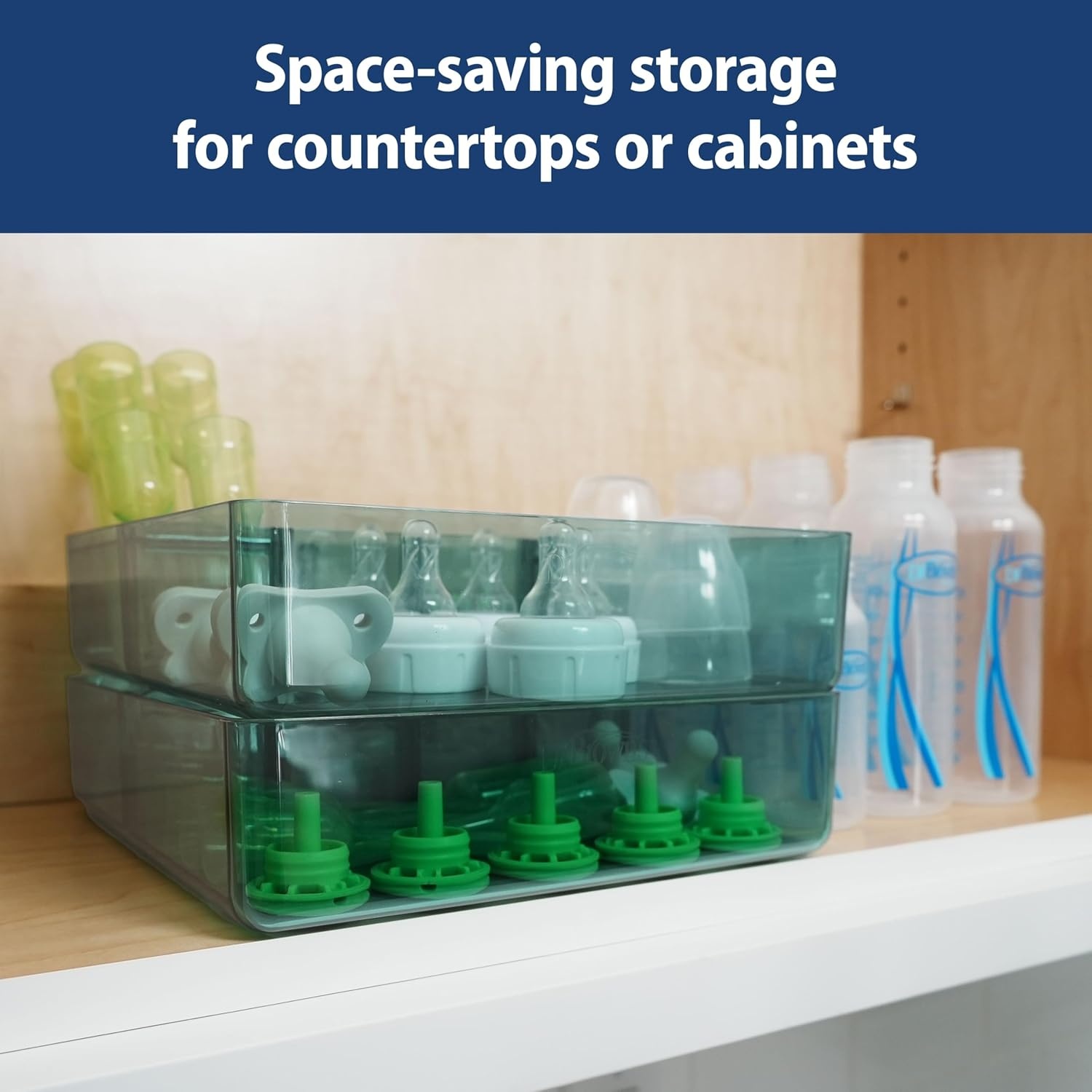 image:imageDr Browns Baby Bottle Storage Tray with Customizable Compartments Store and Organize Bottles Parts and Accessories BPAFree