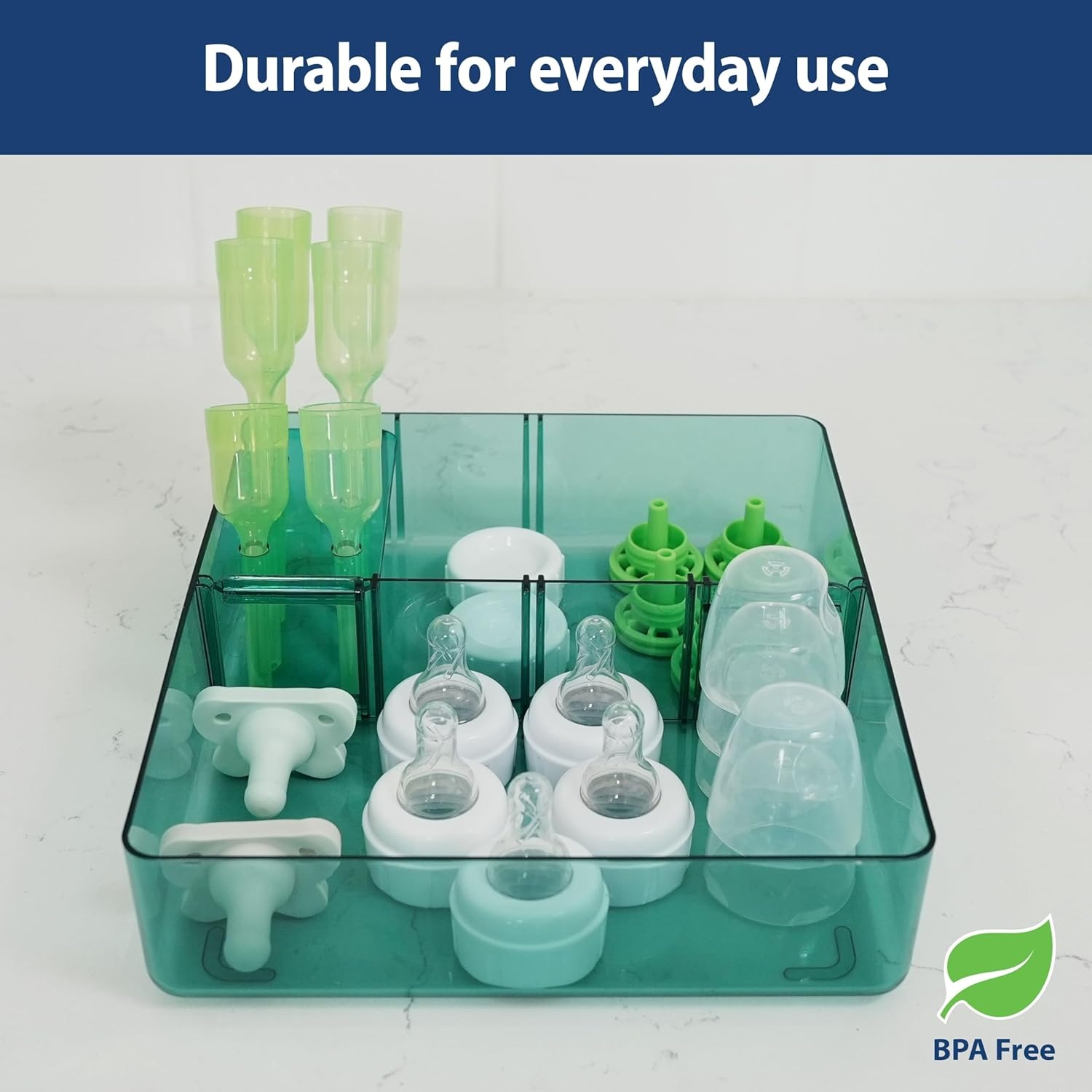 image:imageDr Browns Baby Bottle Storage Tray with Customizable Compartments Store and Organize Bottles Parts and Accessories BPAFree